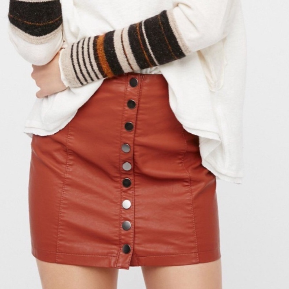 Oh snap vegan leather mini skirt free people